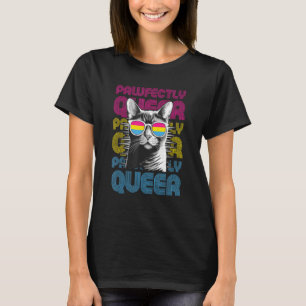 Pawfectly Queer  Cat With Sunglasses Pansexual Pri T-Shirt