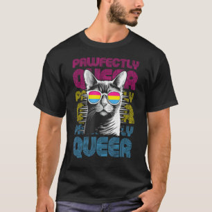 Pawfectly Queer Cat With Sunglasses Pansexual Pri T-Shirt