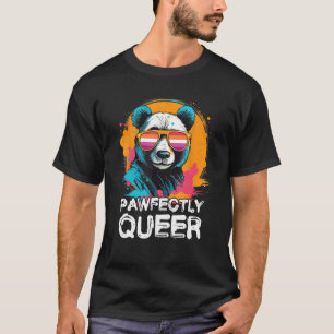 Pawfectly Queer  Panda With Sunglasses Lesbian Fla T-Shirt