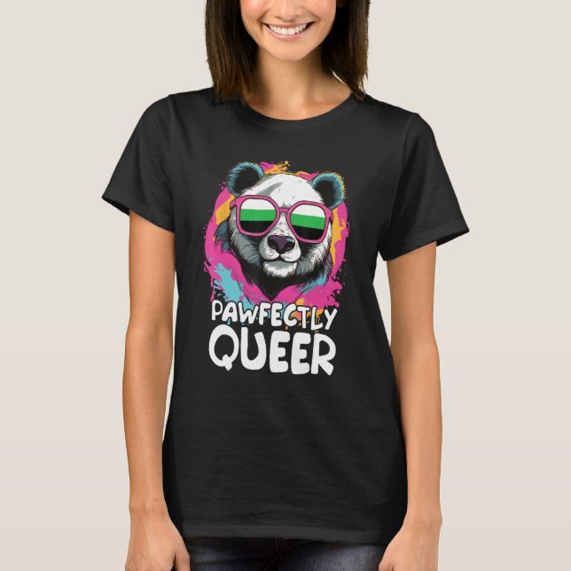 Pawfectly Queer  Panda With Sunglasses Neutrois Fl T-Shirt (Front)