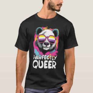 Pawfectly Queer  Panda With Sunglasses Non Binary  T-Shirt