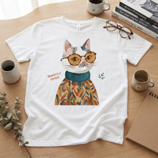 Pawfectly Unique Cat with Glasses T-Shirt