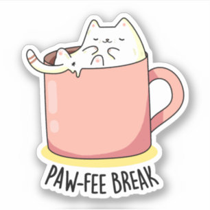 Pawfee Break Funny Cat Coffee Pun 