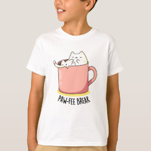 Pawfee Break Funny Cat Coffee Pun  T-Shirt