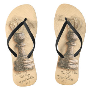"Pawn King" Art Chess Player Gift Template Flip Flops