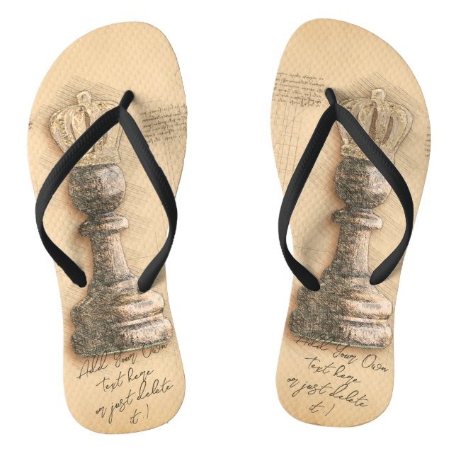 "Pawn King" Art Chess Player Gift Template  Flip Flops (Footbed)