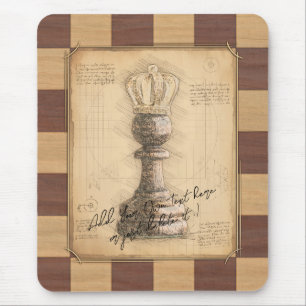 "Pawn King / Queen" Vintage Chessboard Chess Gift Mouse Mat