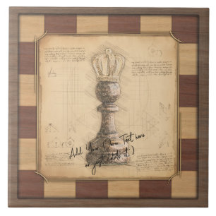 "Pawn King / Queen" Vintage Chessboard Player Gift Tile