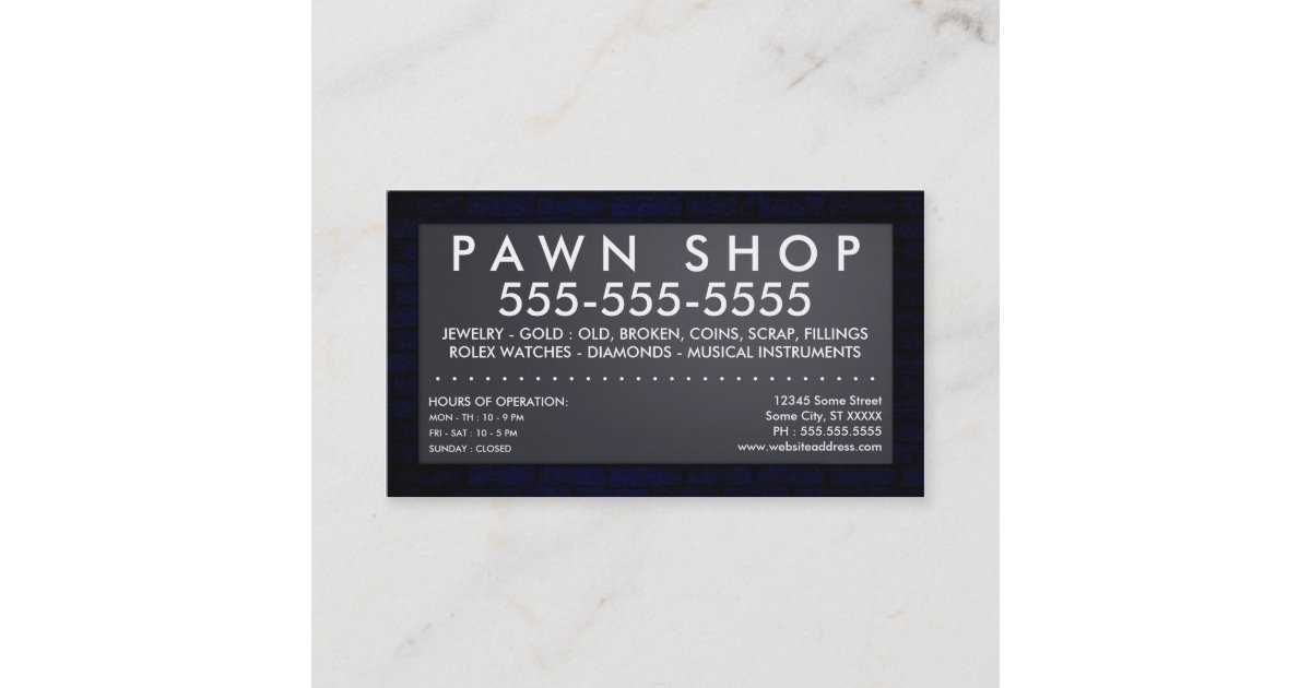 pawn shop electric sign business card Zazzle