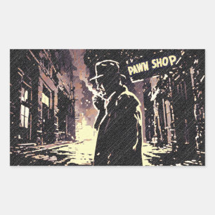 Pawn Shop Retro Urban Gritty Pop Art Style  Rectangular Sticker