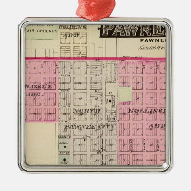 Pawnee City, Nebraska Metal Tree Decoration (Front)