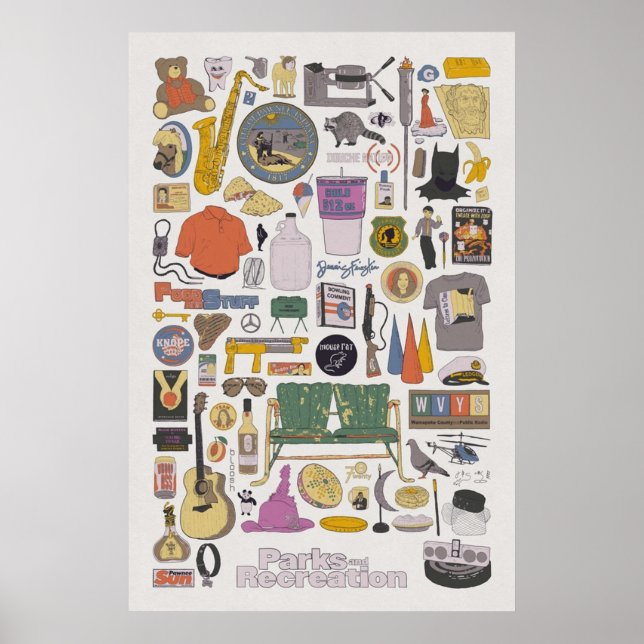 Pawnee Life  Parks and Rec Item Collage  Poster (Front)