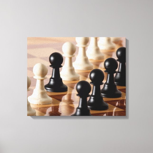 Pawns on Chess Board Canvas Print (Front)