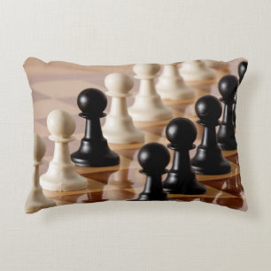 Pawns on Chess Board Decorative Cushion