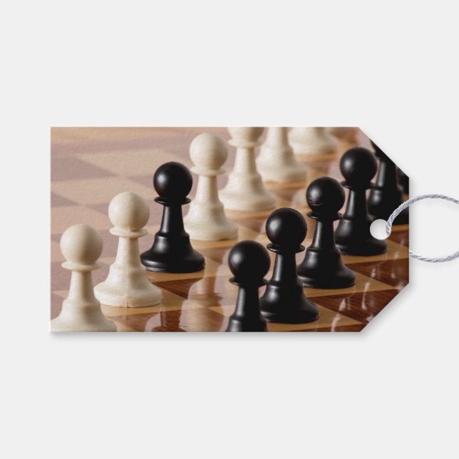 Pawns on Chess Board Gift Tags (Front (Horizontal))