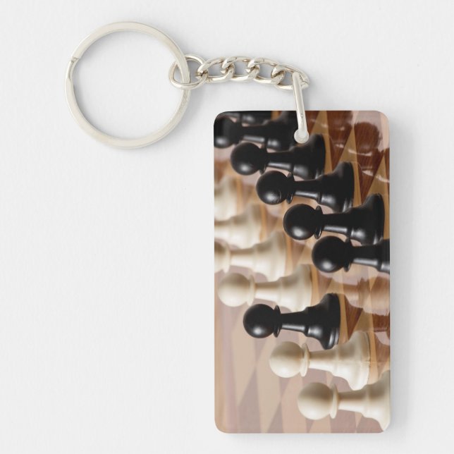 Pawns on Chess Board Key Ring (Front)