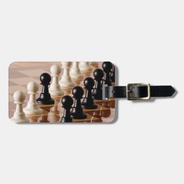 Pawns on Chess Board Luggage Tag (Front Horizontal)