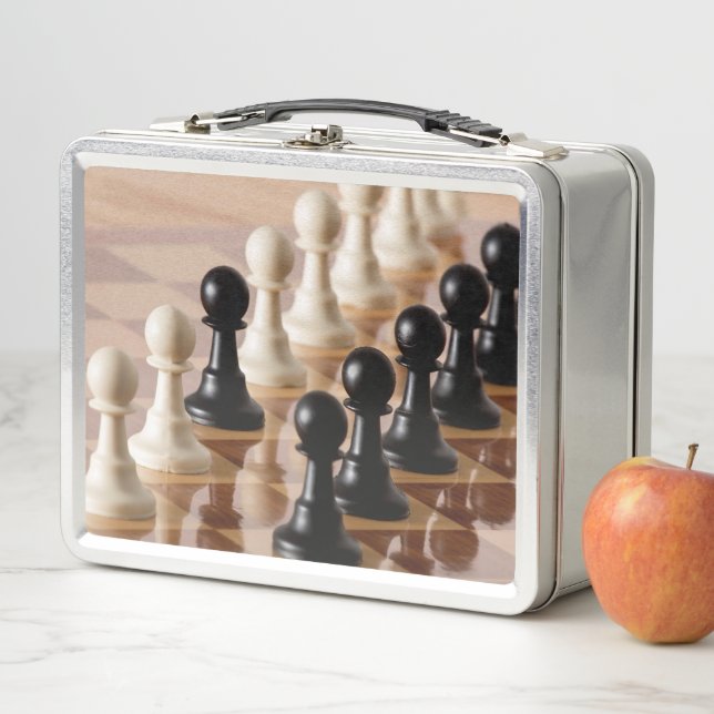 Pawns on Chess Board Metal Lunch Box (In Situ)