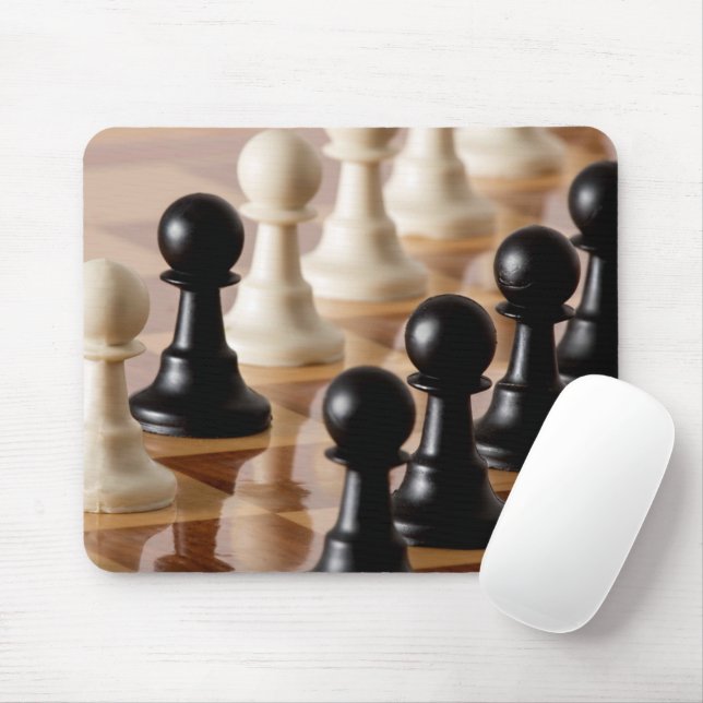 Pawns on Chess Board Mouse Mat (With Mouse)