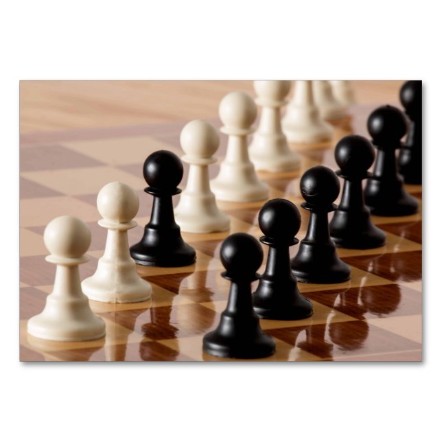 Pawns on Chess Board Table Number (Front)