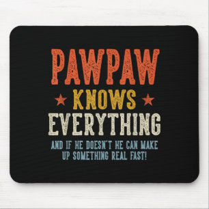 Pawpaw knows everything father's day retro vintage mouse mat