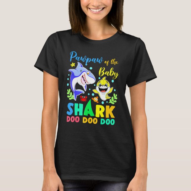 Pawpaw Of The Birthday Boy Shark Blue Yellow Doo D T-Shirt (Front)