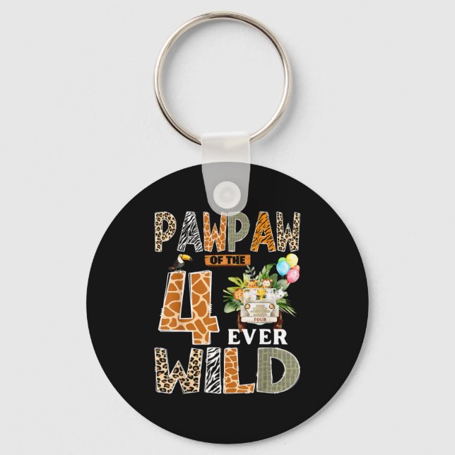 Pawpaw Of The Four Ever Wild Safari 4th Birthday B Key Ring (Front)