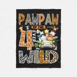 Pawpaw of the four wild safari jungle 4th birthday fleece blanket