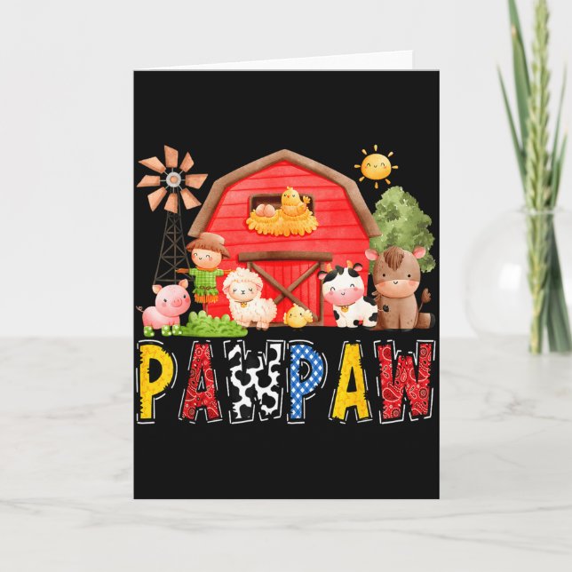 Pawpaw Red Farm Cow Birthday Boy Matching Family P Card (Front)