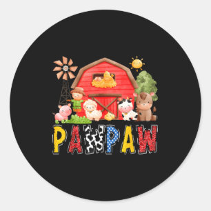 Pawpaw Red Farm Cow Birthday Boy Matching Family P Classic Round Sticker