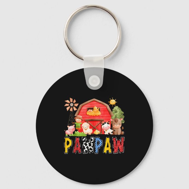 Pawpaw Red Farm Cow Birthday Boy Matching Family P Key Ring (Front)