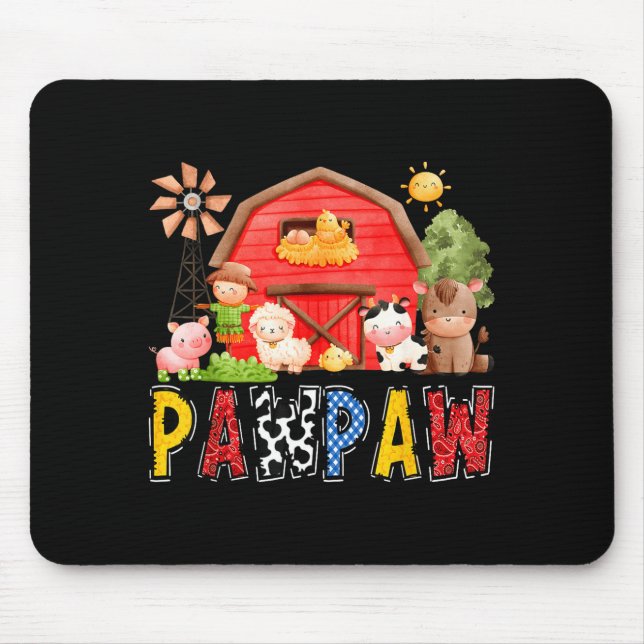 Pawpaw Red Farm Cow Birthday Boy Matching Family P Mouse Mat (Front)