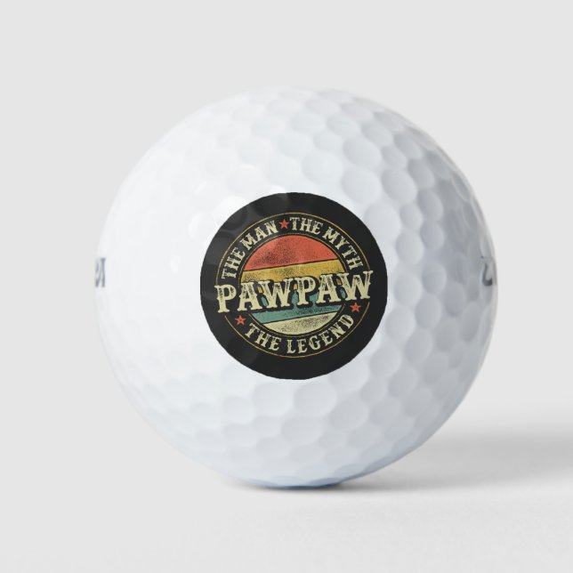 PawPaw The Man The Myth The Legend Gift Grandpa Golf Balls (Front)