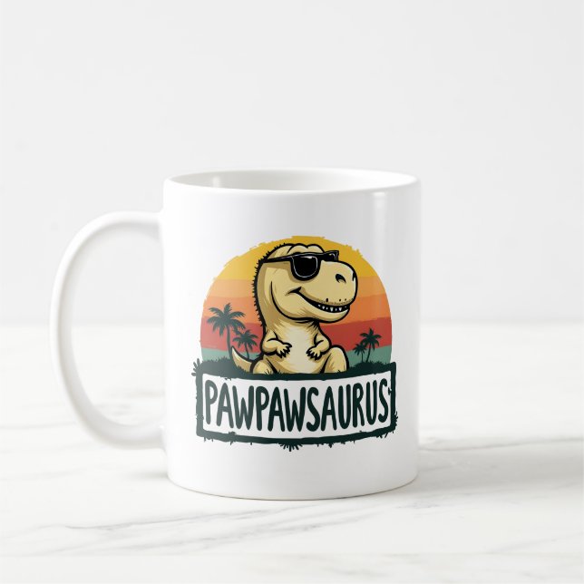 Pawpawsaurus Dinosaur Grandpa Saurus Father's Day Coffee Mug (Left)