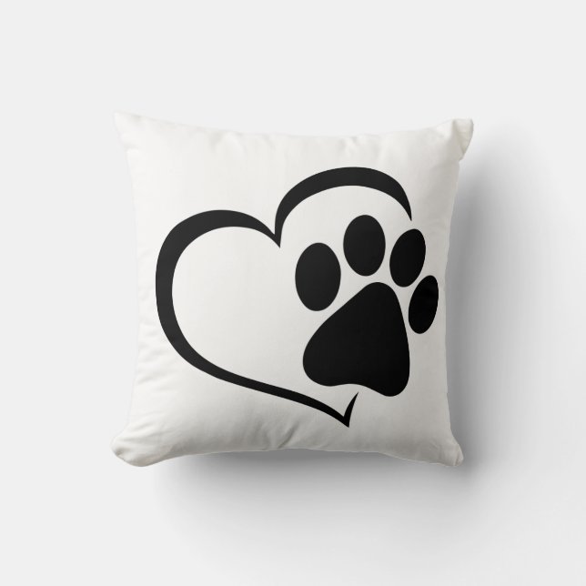 PawPrint and Heart Design Cushion (Front)