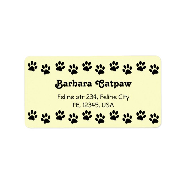 Pawprint custom address lables Paw print Label (Front)