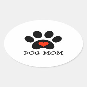 Pawprint Dog Mum Oval Sticker