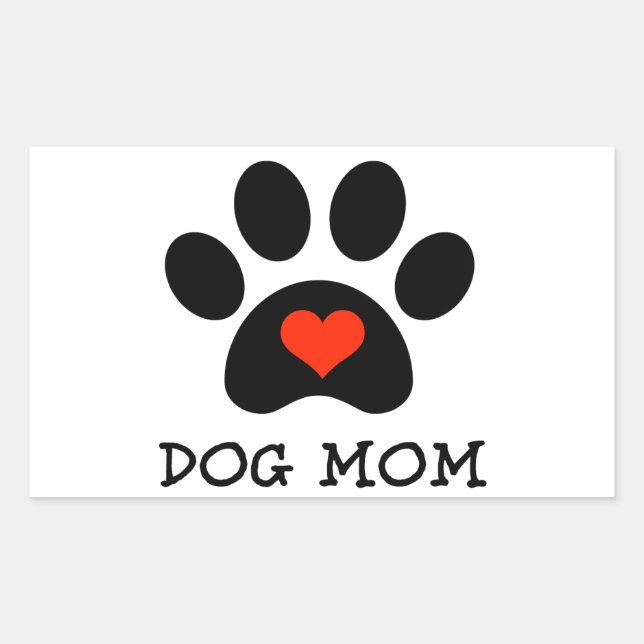 Pawprint Dog Mum Rectangular Sticker (Front)