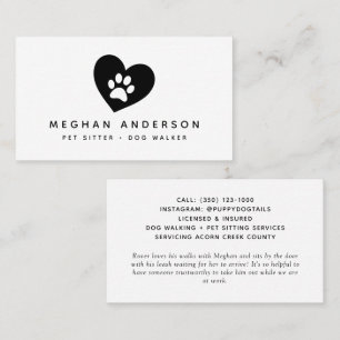 Pawprint Dog Walker Pet Sitter Business Card