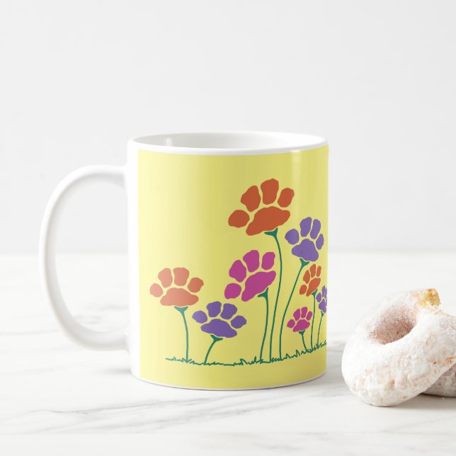 Pawprint Flower Garden Coffee Mug (With Donut)