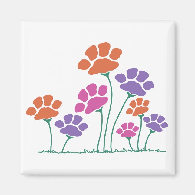 Pawprint Flower Garden Magnet (Front)