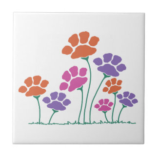 Pawprint Flower Garden Tile