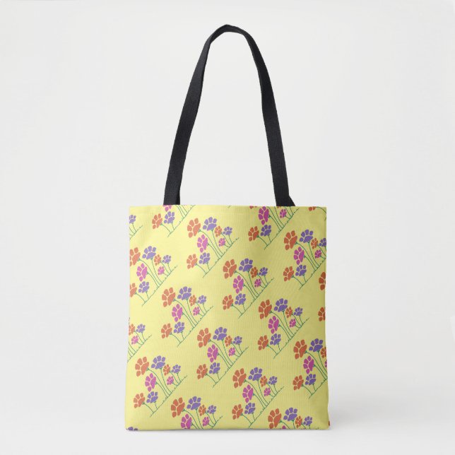 Pawprint Flower Garden Tote Bag (Front)