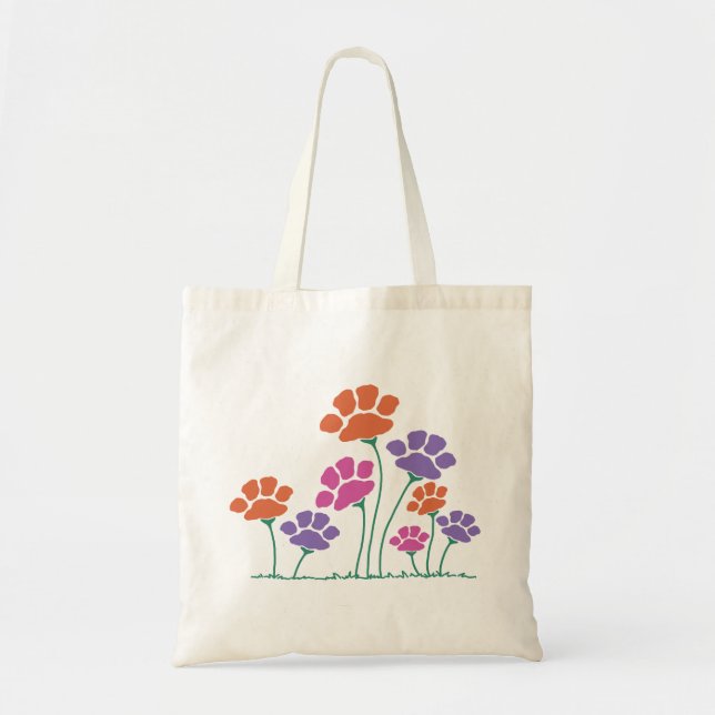 Pawprint Flower Garden Tote Bag (Front)