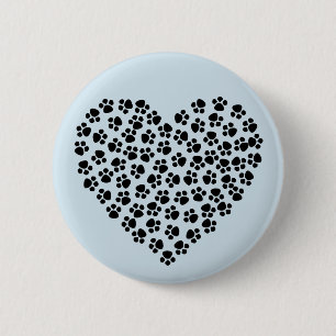 Pawprint Heart 6 Cm Round Badge
