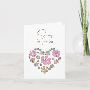 Pawprint Heart for Pet Loss Sympathy Card