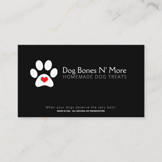 Pawprint Heart | Gourmet Dog Treats Bakery Business Card (Front)