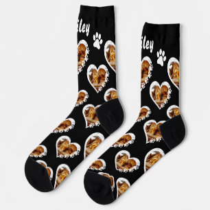 Pawprint Heart Pet Photo Socks