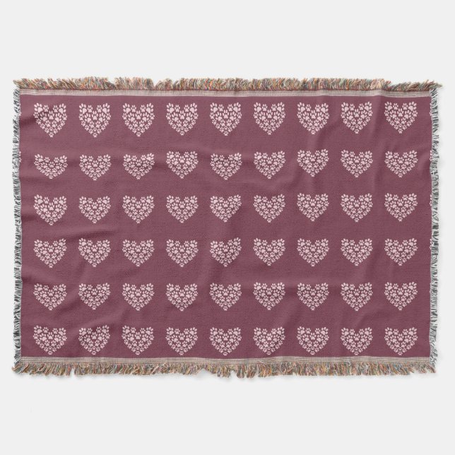 Pawprint Heart Throw Blanket (Front)