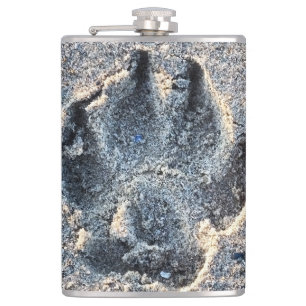 PAWPRINT IN THE SAND    HIP FLASK